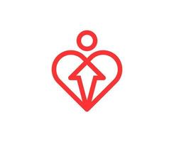 abstracte liefde, mensen, hart logo ontwerpsjabloon met lijn art design vector