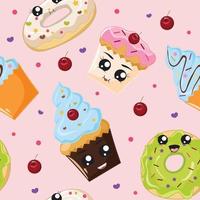 schattig dessert cartoon naadloos patroon vector