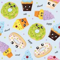 schattig dessert cartoon naadloos patroon vector