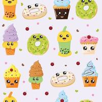 schattig dessert cartoon naadloos patroon vector