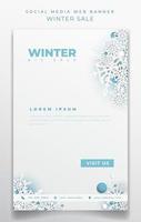 portret witte banner met sneeuwvlokken voor winterdagontwerp vector