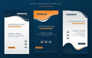 set van sociale media-sjabloon op portretachtergrond met golvende vorm voor ontwerp voor webinar-uitnodiging vector