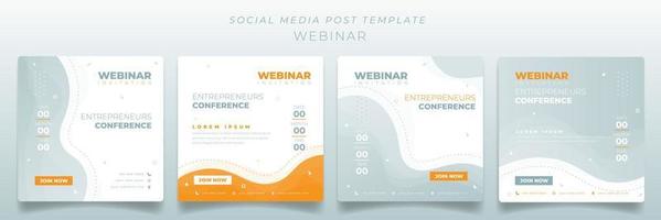 postsjabloon voor sociale media in heldere groene en oranje achtergrond voor ontwerp voor webinar-uitnodiging vector