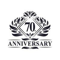 70 jaar jubileumlogo, luxe bloemen 70e verjaardagslogo. vector