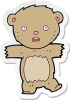 sticker van een cartoon geschokte teddybeer vector