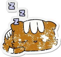 verontruste sticker cartoon van schattige kawaii kat vector