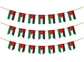 jordanië vlag op de touwen op witte achtergrond. set patriottische bunting vlaggen. gorsversiering van de vlag van jordanië vector