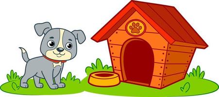 schattig hondenhok cartoon. hondenkennel clipart vector