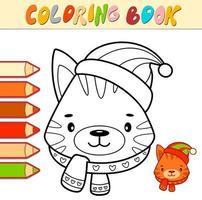 kleurboek of pagina voor kinderen. kerst dier zwart-wit vectorillustratie vector