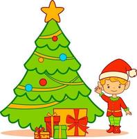 kerst tekenfilms illustraties. kerst jongen elf clipart vectorillustratie vector