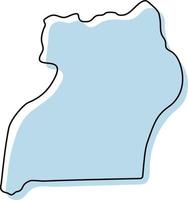 gestileerde eenvoudige overzichtskaart van het pictogram van Oeganda. blauwe schetskaart van oeganda vectorillustratie vector