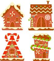 kerst tekenfilms illustraties. peperkoek huis clipart set vector illustratie