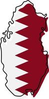 gestileerde overzichtskaart van qatar met het pictogram van de nationale vlag. vlag kleur kaart van qatar vectorillustratie. vector