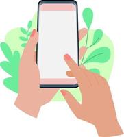 vrouwelijke handen met mobiele telefoon vector