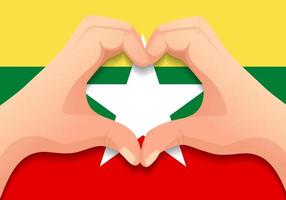 vlag van birma en handhartvorm vector
