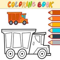 kleurboek of pagina voor kinderen. vrachtwagen zwart-wit vector