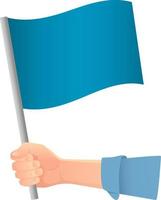 blauwe vlag in de hand vector