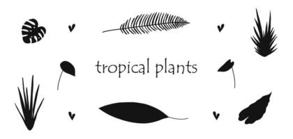 platte silhouet set kamerplant vector