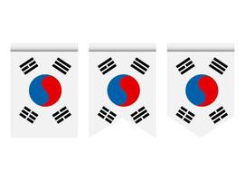 Zuid-korea vlag of wimpel geïsoleerd op een witte achtergrond. wimpel vlagpictogram. vector
