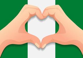 vlag van nigeria en handhartvorm vector