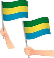 vlag van gabon in de hand pictogram vector