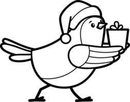 kerst kleurboek of pagina. kerst vogel zwart-wit vectorillustratie vector