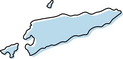 gestileerde eenvoudige overzichtskaart van het pictogram van Oost-Timor. blauwe schetskaart van Oost-Timor vectorillustratie vector