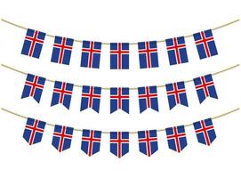 vlag van ijsland op de touwen op witte achtergrond. set patriottische bunting vlaggen. gorsversiering van de vlag van ijsland vector