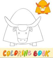 kleurboek of pagina voor kinderen. yak zwart-wit vectorillustratie vector