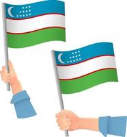 vlag van oezbekistan in de hand icon vector