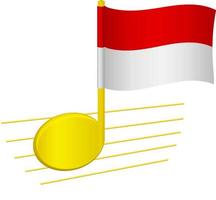 Indonesische vlag en muzieknoot vector