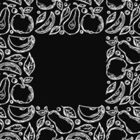 naadloos fruitkader. appel en peer achtergrond met plaats voor tekst. doodle vectorillustratie met fruit vector