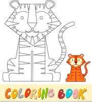 kleurboek of pagina voor kinderen. tijger zwart-wit vectorillustratie vector