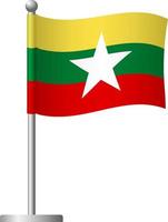 vlag van birma op pole icon vector