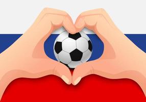 rusland voetbal en hand hartvorm vector