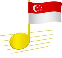 vlag van singapore en muzieknoot vector