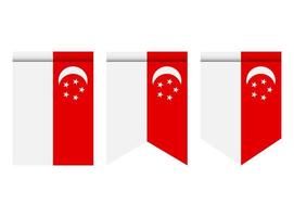 vlag van singapore of wimpel geïsoleerd op een witte achtergrond. wimpel vlagpictogram. vector
