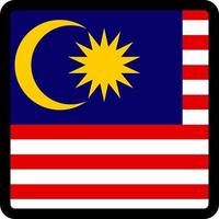 vlag van maleisië in de vorm van een vierkant met contrasterende contour, communicatieteken voor sociale media, patriottisme, een knop om de taal op de site te wijzigen, een pictogram. vector