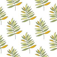 abstract overzicht tropische palmbladeren naadloze patroon. jungle blad behang. vector
