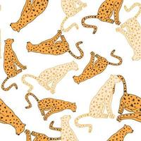 doodle cheetah naadloze patroon. hand getekend schattig luipaard eindeloos behang. wilde dieren achtergrond. vector