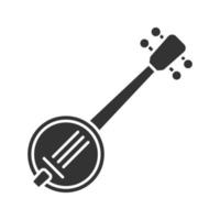 banjo glyph-pictogram. silhouet symbool. negatieve ruimte. vector geïsoleerde illustratie