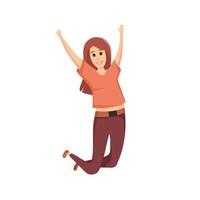 gelukkig meisje in een sprong met opgeheven armen. cartoon vectorillustratie vector