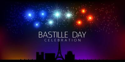 vier Franse nationale feestdag met vuurwerk.achtergrond illustratie vector. vector