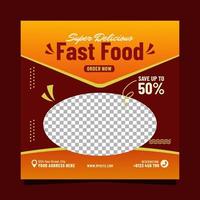 super heerlijk fastfood social media banner postsjabloon vector