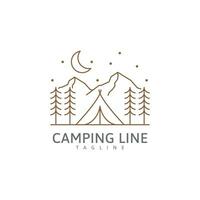 camping logo of illustratie in lijnstijl vector ontwerpsjabloon