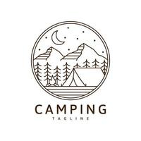 camping logo of illustratie monoline of lijn kunststijl vector