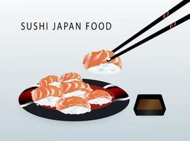 sushi in schotel Japans eten vector voor tradotionele in japan