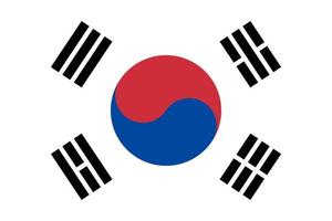 vlakke afbeelding van de vlag van Zuid-Korea vector