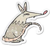 verontruste sticker van een cartoonrat vector