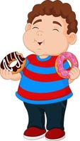 tekenfilmjongen die donuts eet vector